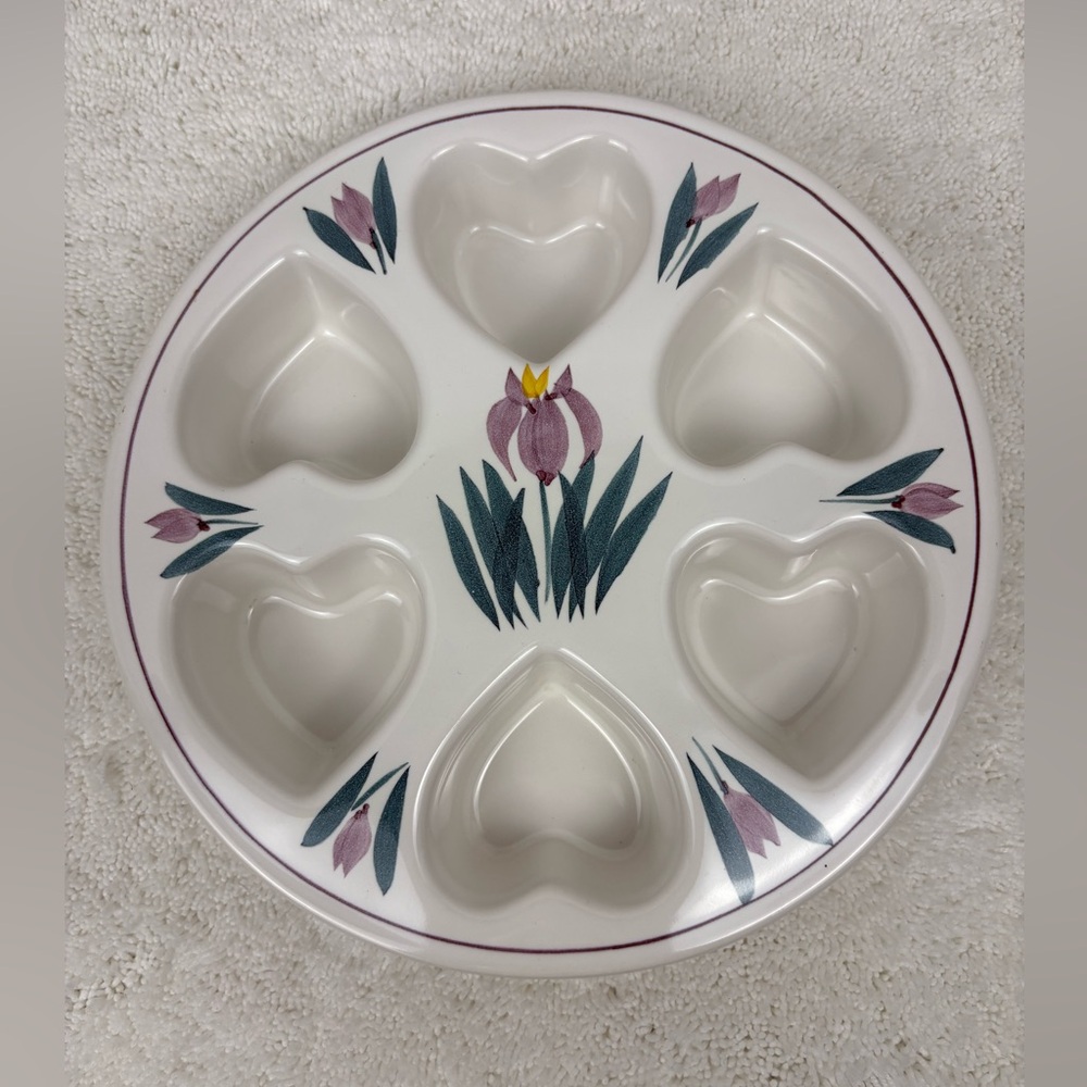 Clay Design Heart Floral Stoneware Baking Dish From 1990-Preowned, EUC